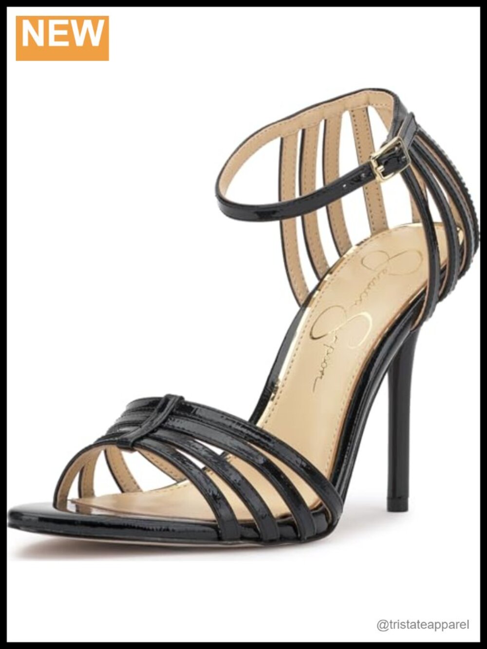 Jessica Simpson Nuvire Faux Leather Stiletto Heel Open Toe Ankle Strap Dress